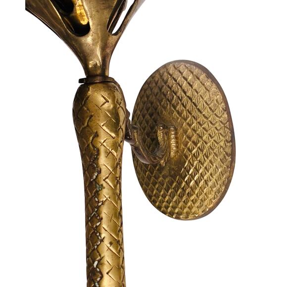 Vintage Brass Wall Sconce – Floral Torch Design – 17” – Made in India - Picture 2 of 4